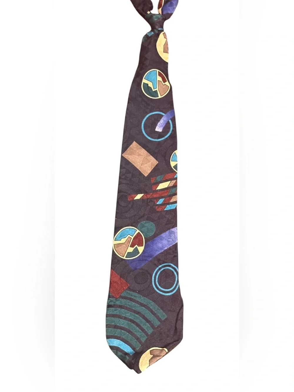 Vintage 100% Silk Geometric Abstract Retro Necktie
